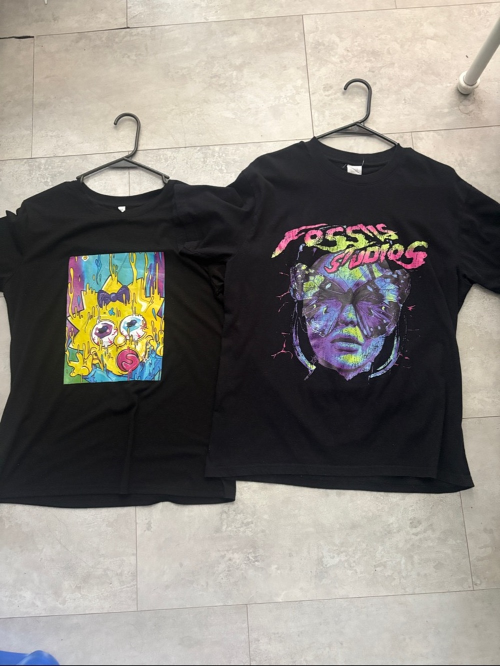 Gildan Black Kids' T-Shirt with Neon Purple, Pink and Yellow Graphic